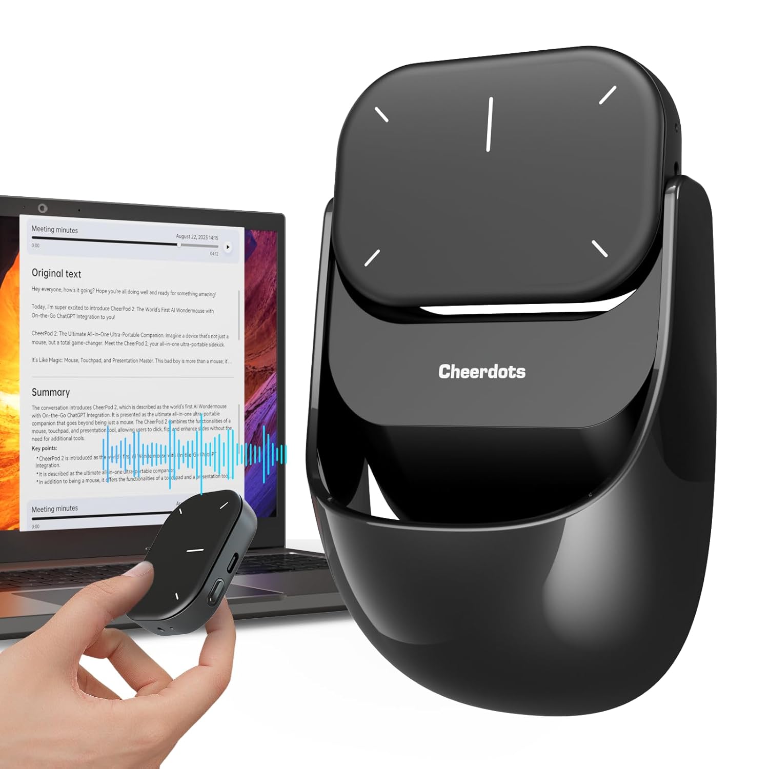 Magnetic Wireless Mouse With Recorder