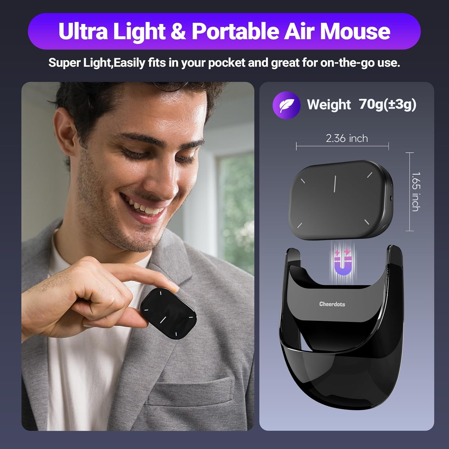 Magnetic Wireless Mouse With Recorder