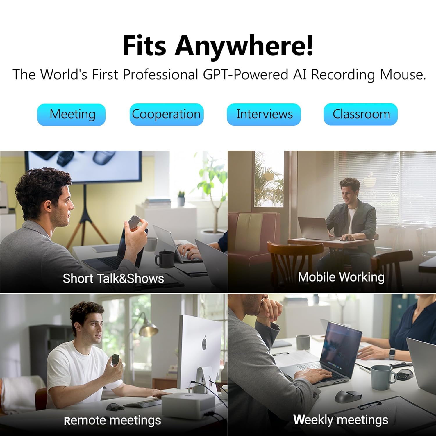 Magnetic Wireless Mouse With Recorder